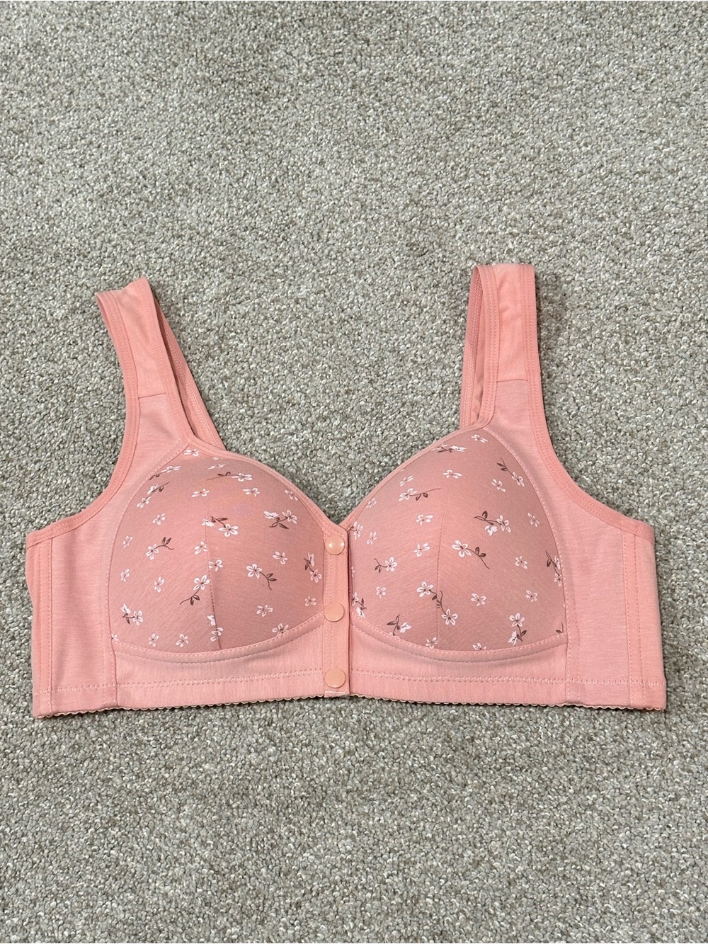 NWOT Pink Floral Front Closure Lightly Padded Bra 36B